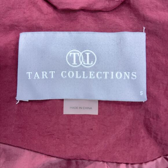 Tart Collections Womens Sz S Rain Jacket Oxblood Zip Pockets Packable Hood Lined - Picture 10 of 16